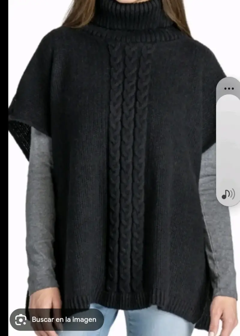 Poncho de punto negro para mujer - 2