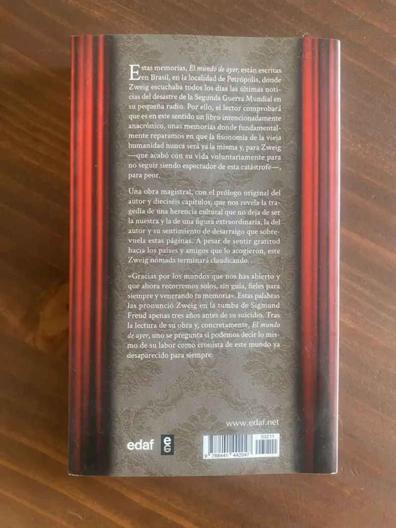 Libro 'El Mundo de Ayer' de Stefan Zweig - 2