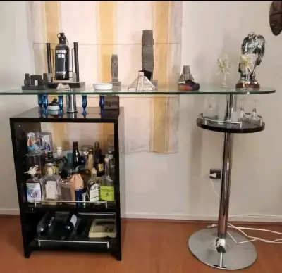 Mesa de Bar Spazzio New Auckland Negro con Vidrio - miniatura 1