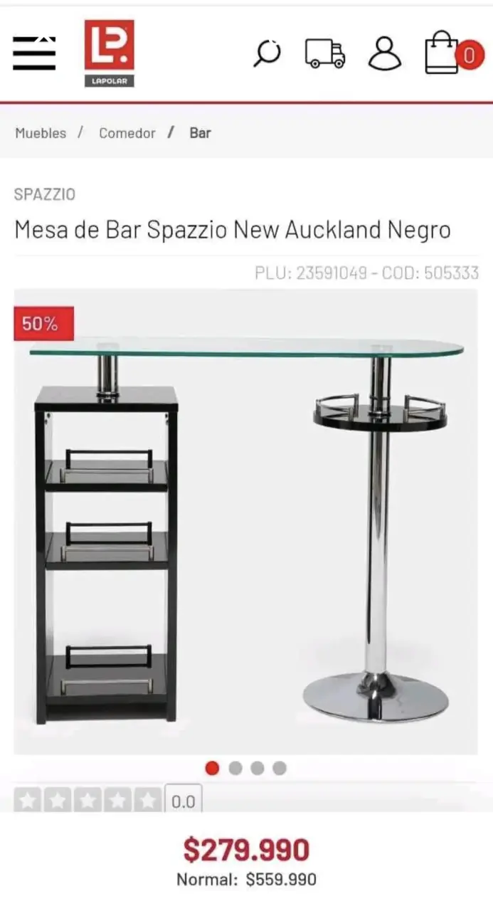 Mesa de Bar Spazzio New Auckland Negro con Vidrio - 4