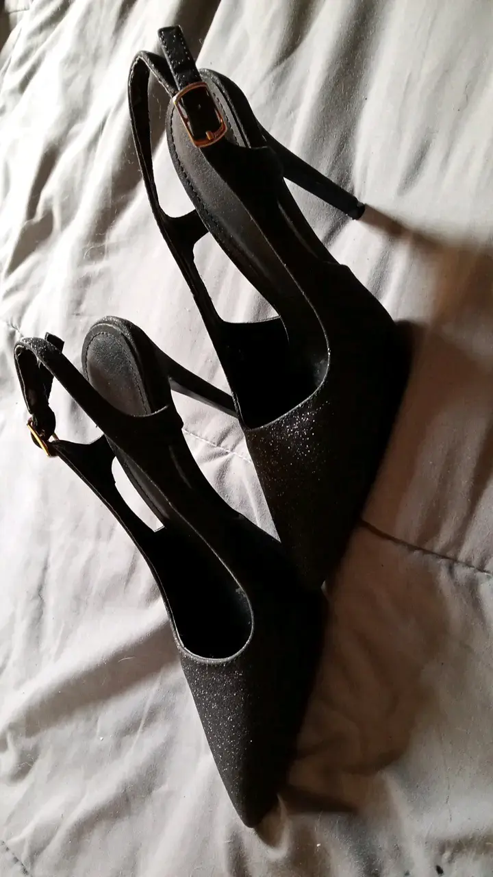 Zapatos de tacón negro con brillo para mujer - 3