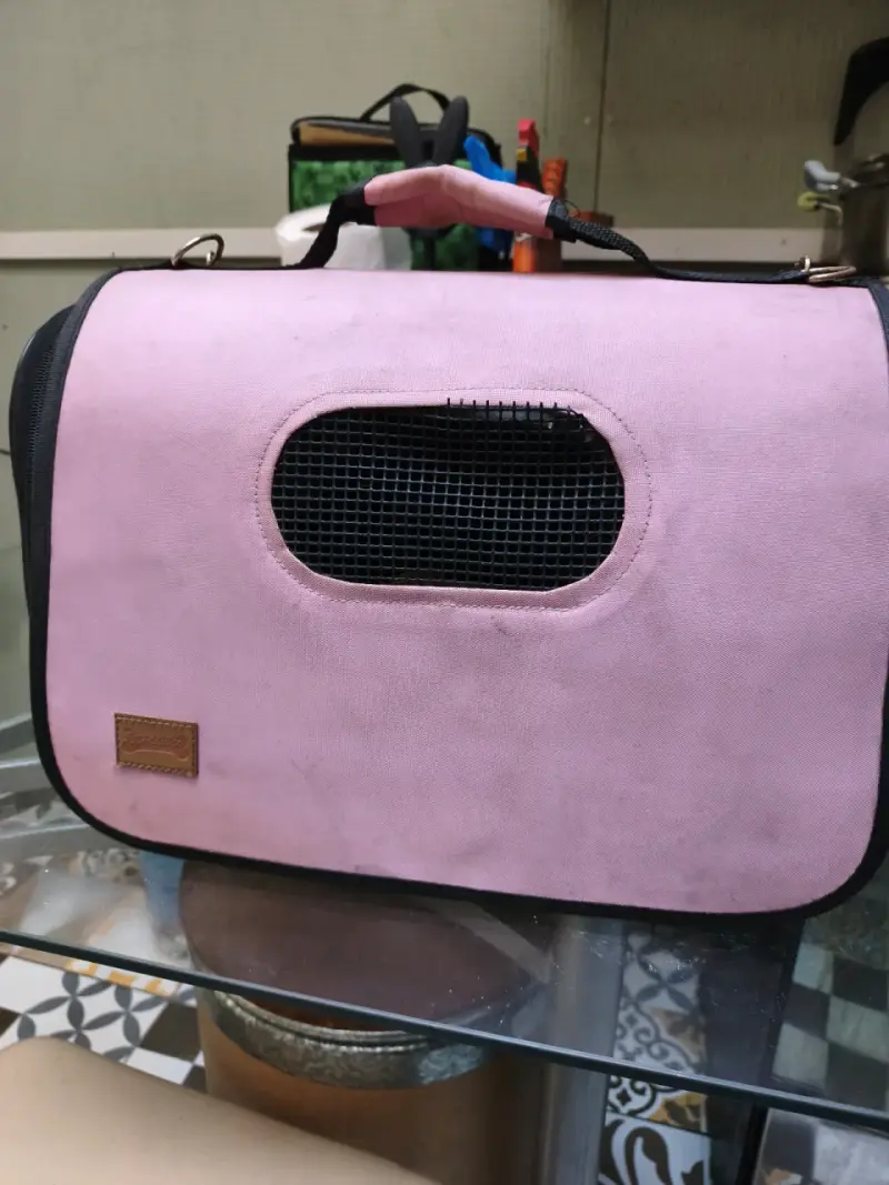 Transportadora de mascotas rosa con ventilación - 1