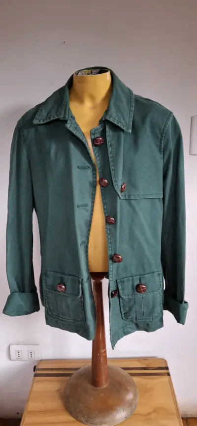 Chaqueta verde de algodón para mujer - miniatura 1