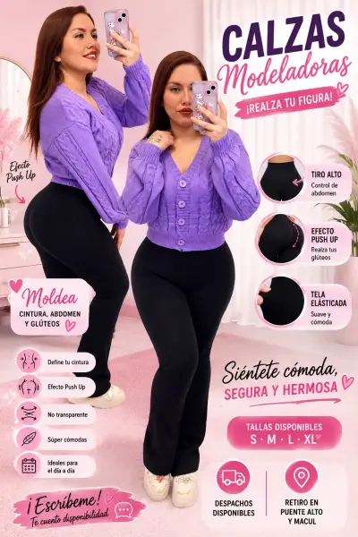 Calzas modeladoras efecto push up negras - miniatura 1