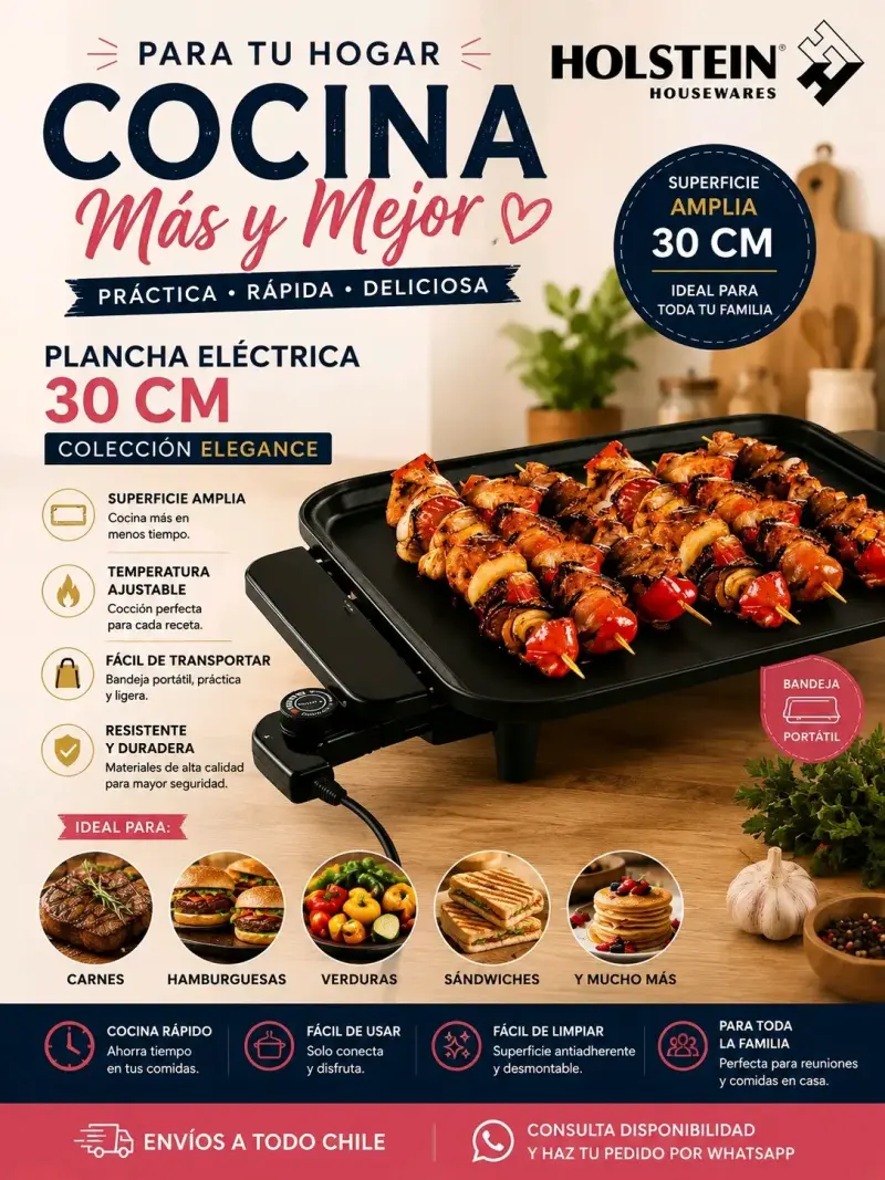 Plancha Eléctrica Holstein 30cm Elegance