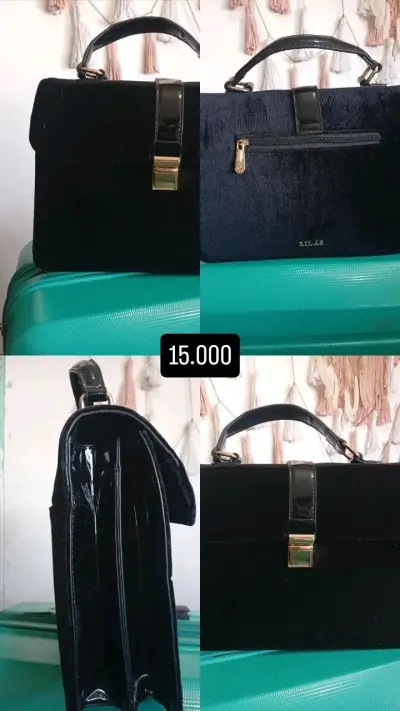 Cartera negra con diseño acolchado y perlas - miniatura 2