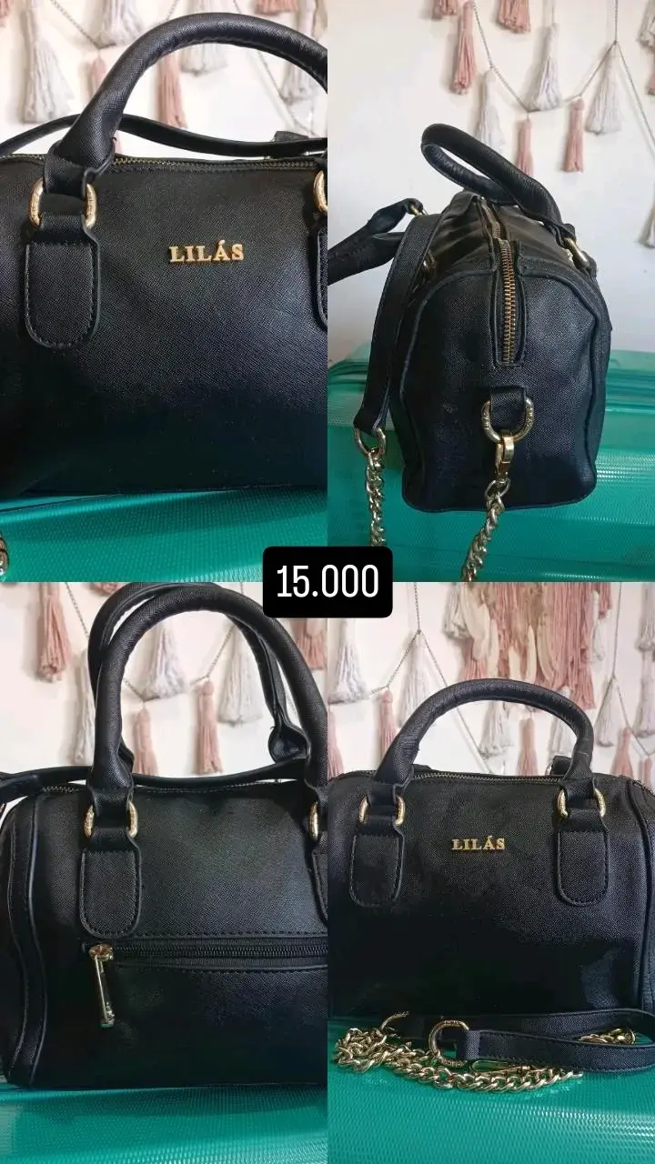 Cartera negra con diseño acolchado y perlas - 3