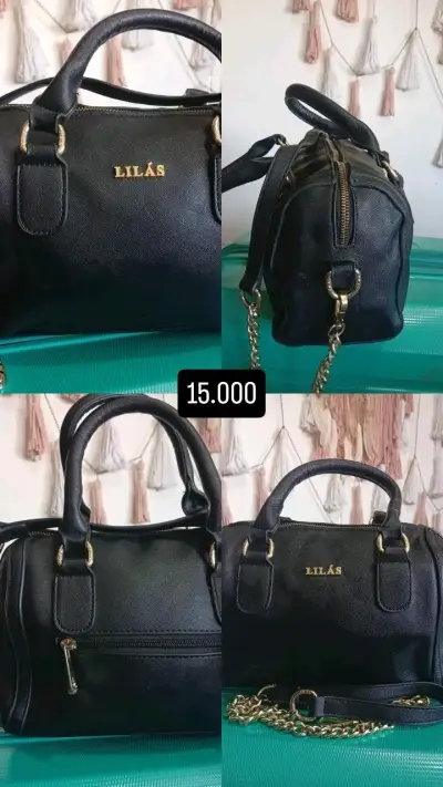 Cartera negra con diseño acolchado y perlas - miniatura 3