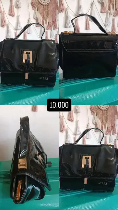 Cartera negra con diseño acolchado y perlas - miniatura 4