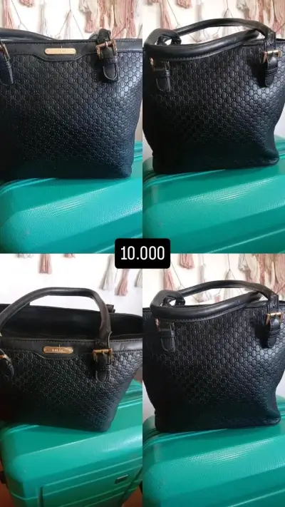 Cartera negra con diseño acolchado y perlas - miniatura 5