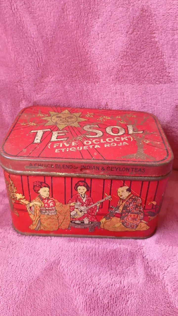 Lata Vintage de Té Sol Etiqueta Roja - 1