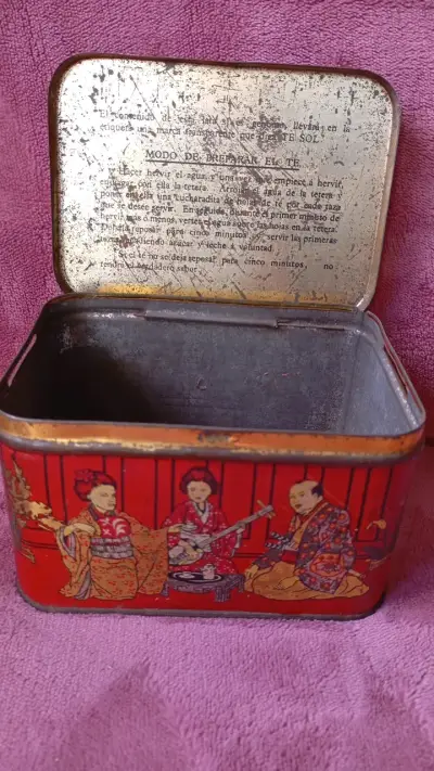 Lata Vintage de Té Sol Etiqueta Roja - miniatura 2