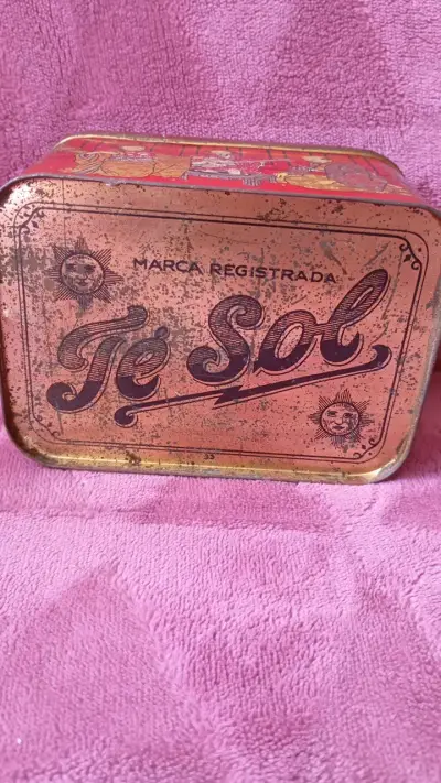 Lata Vintage de Té Sol Etiqueta Roja - miniatura 3