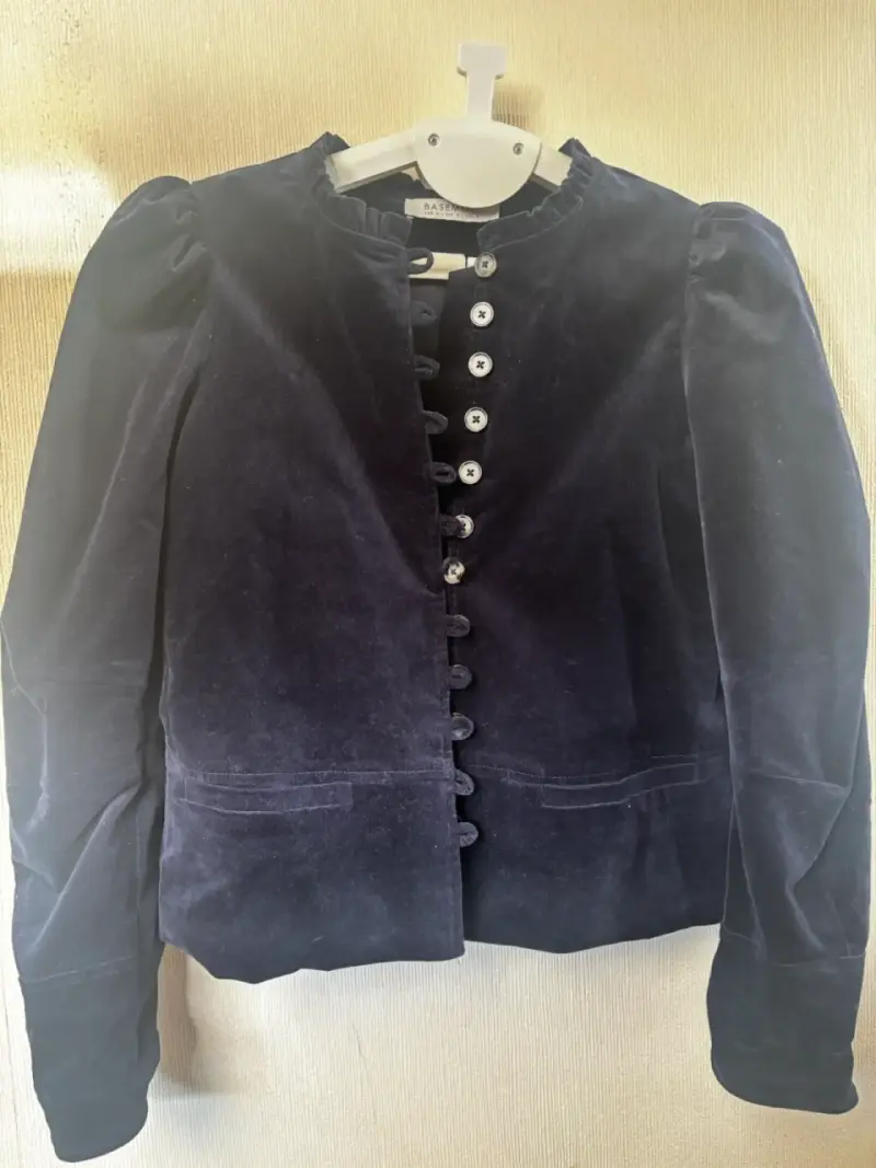 Chaqueta de terciopelo azul marino para mujer - 2