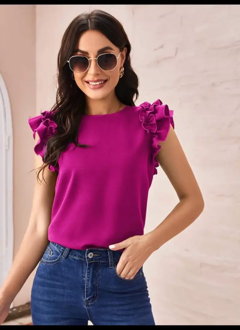 Blusa Fucsia con Volantes para Mujer