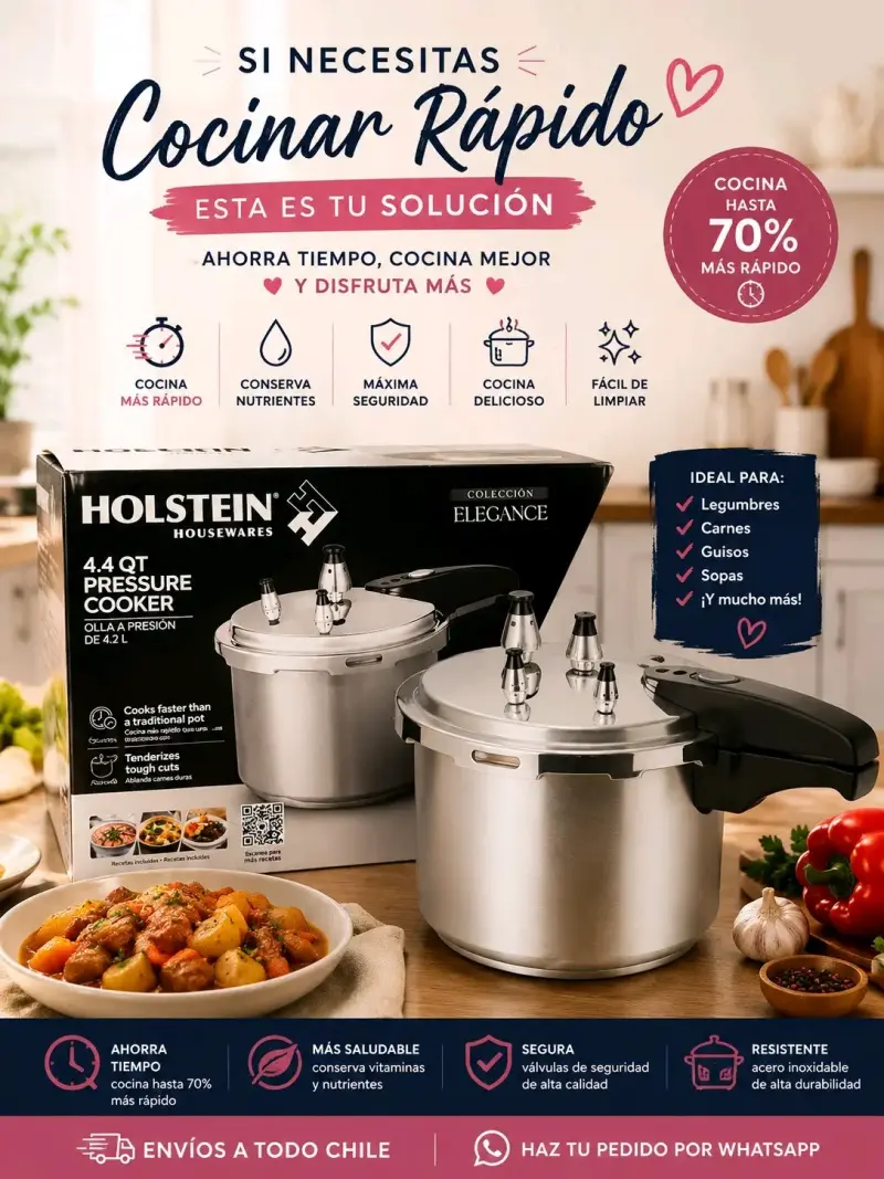 Olla a presión Holstein 4.4 QT acero inoxidable