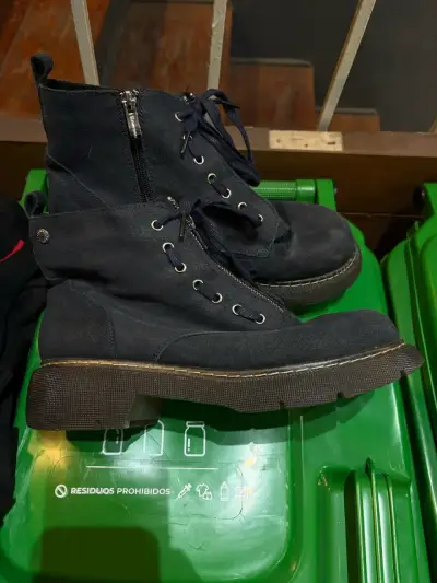 Botines azules de cuero con cierre lateral - miniatura 2