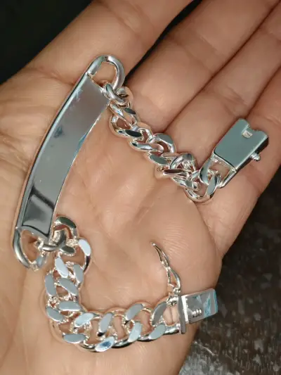 Pulsera fantasía nueva plateada para hombre. 2x1 - miniatura 1