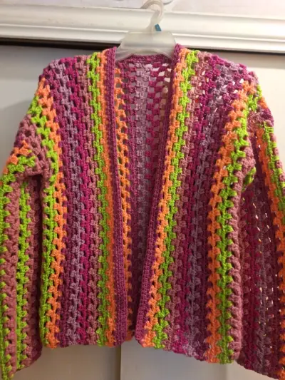 Chaleco tejido a crochet multicolor para mujer - miniatura 1
