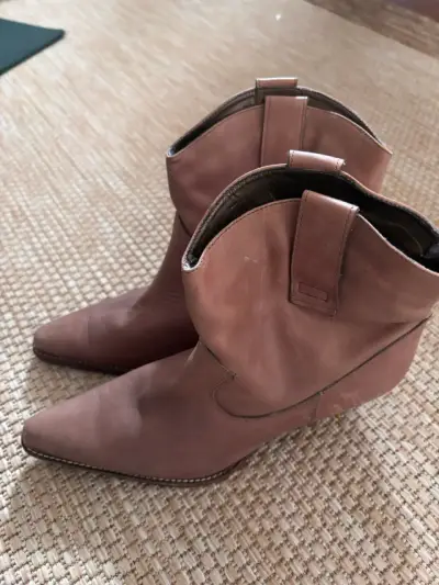 Botines de cuero marrón para mujer - miniatura 1