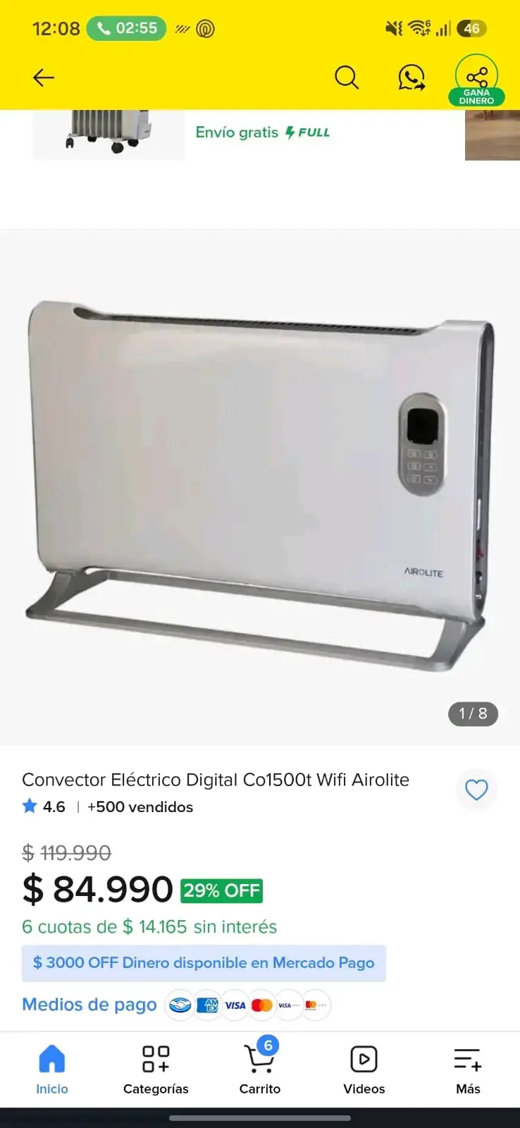 Convector Eléctrico Digital WiFi Airolite CO1500T - 1