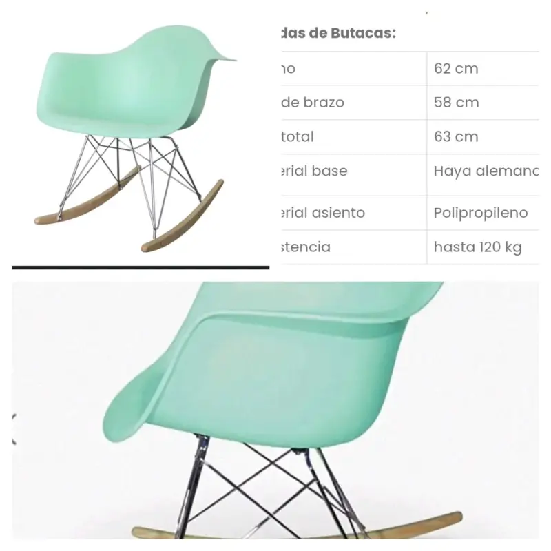 Silla mecedora de polipropileno verde - 4