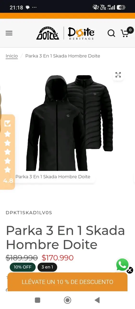Parka 3 en 1 Skada Hombre Doite Negra - 4