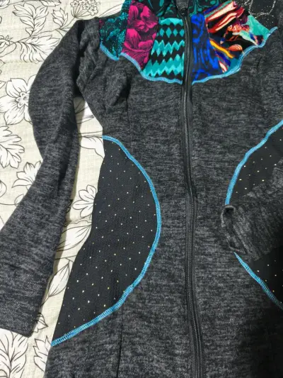 Chaqueta de lana con diseño colorido para mujer - miniatura 2