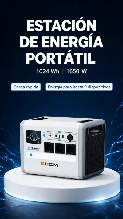 Estación de energía portátil Ehom 1024Wh 1650W - miniatura 1