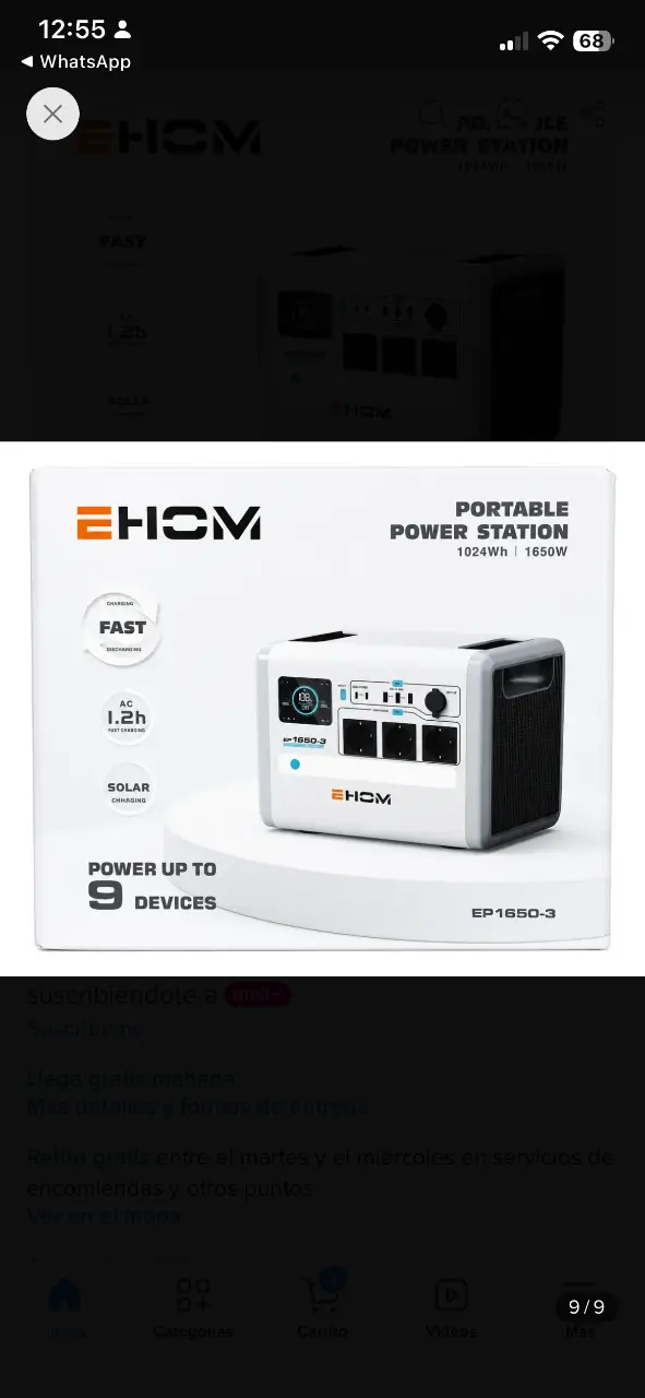 Estación de energía portátil Ehom 1024Wh 1650W - 2
