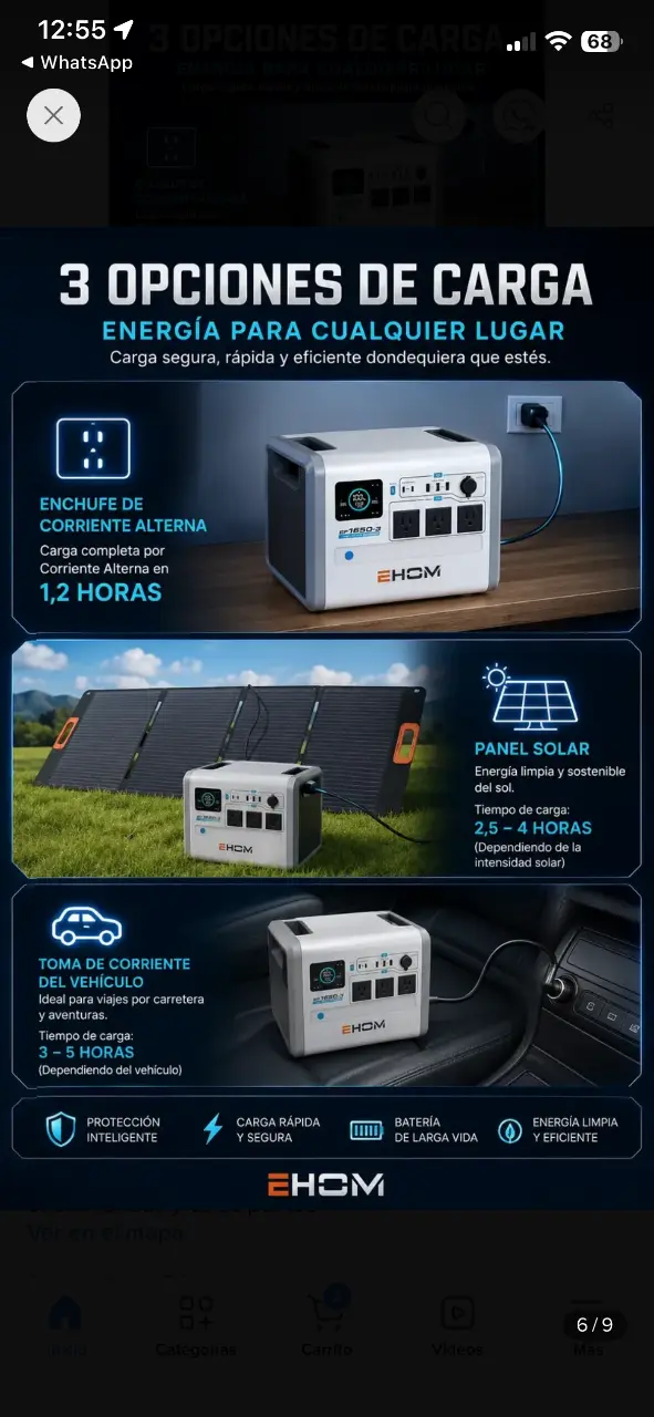 Estación de energía portátil Ehom 1024Wh 1650W - 4