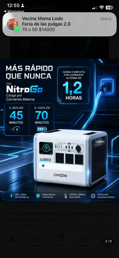 Estación de energía portátil Ehom 1024Wh 1650W - miniatura 5