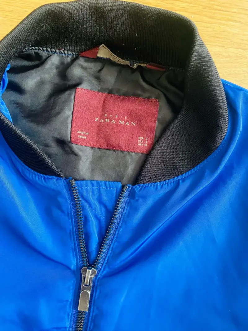 Chaqueta bomber azul para hombre Zara - 2