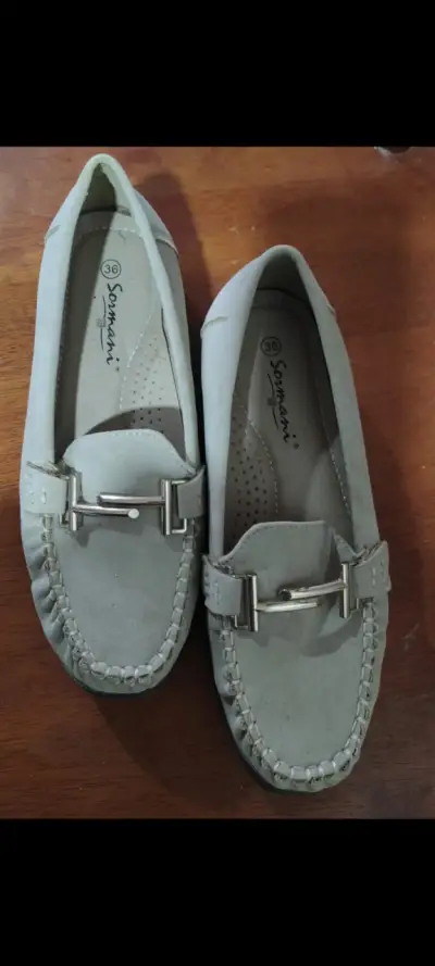 Mocasines de cuero gris Somani talla 36 - miniatura 1