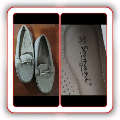 Mocasines de cuero gris Somani talla 36 - miniatura 3