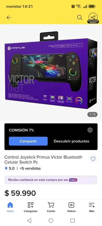Control Joystick Primus Victor 01BT Bluetooth - miniatura 4