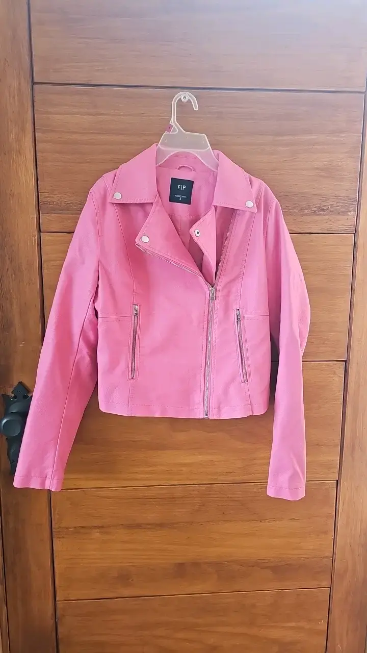 Chaqueta de cuero sintético rosa FSP para mujer - 1