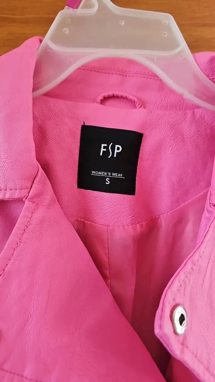 Chaqueta de cuero sintético rosa FSP para mujer - 2