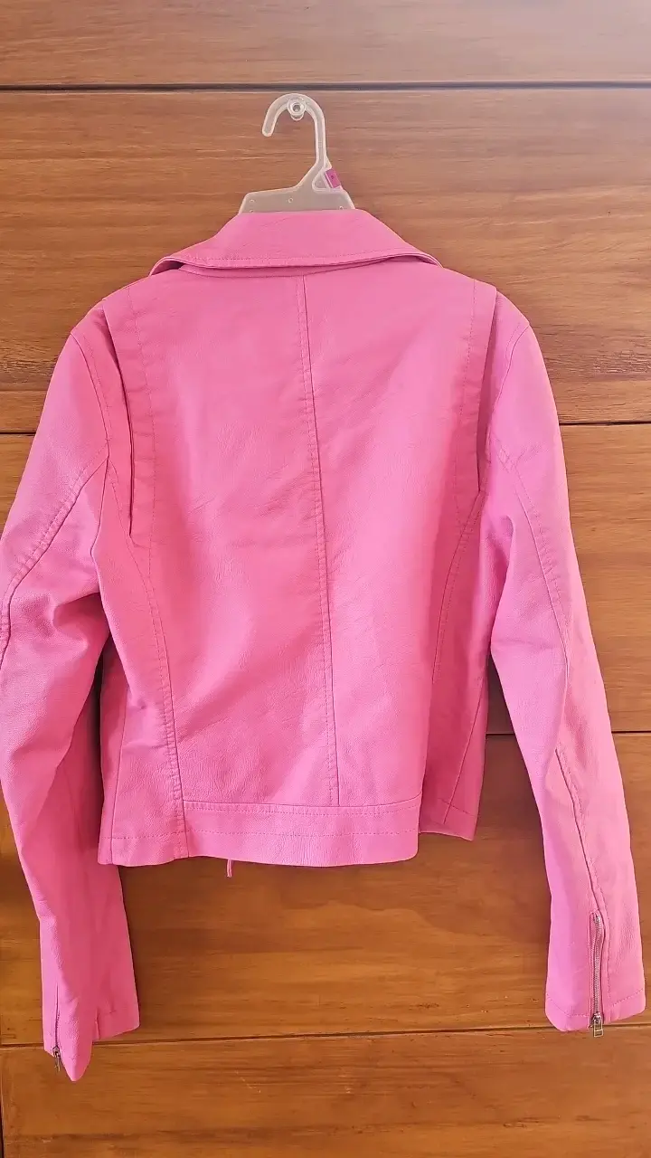 Chaqueta de cuero sintético rosa FSP para mujer - 3