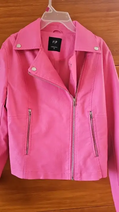 Chaqueta de cuero sintético rosa FSP para mujer - miniatura 4