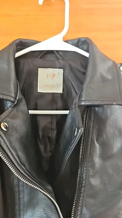 Chaqueta de cuero sintético negra FSP - miniatura 1