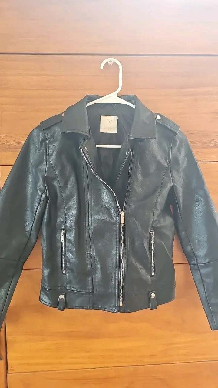 Chaqueta de cuero sintético negra FSP - 2