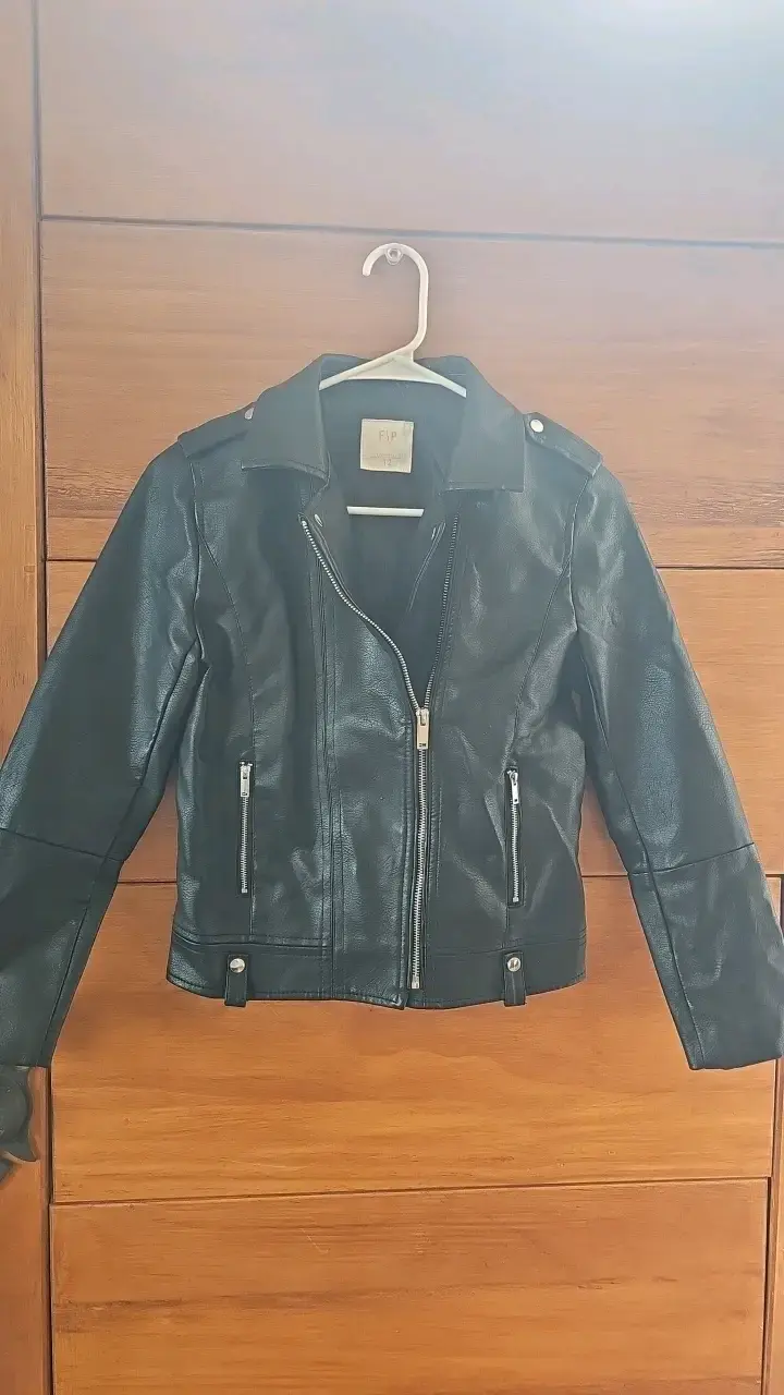 Chaqueta de cuero sintético negra FSP - 3