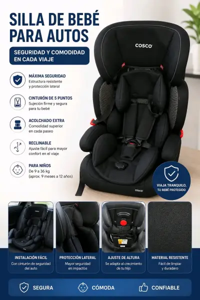 Silla de auto para bebé Cosco negra - miniatura 1