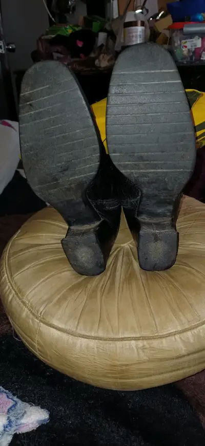 Botines de cuero negro con tacón para mujer - miniatura 4