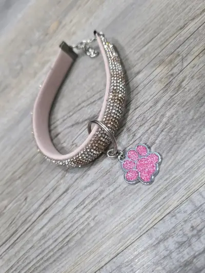 Collar para perro con cristales y colgante de pata - miniatura 1