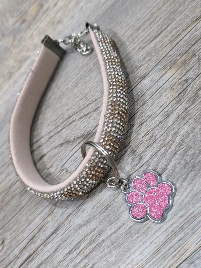 Collar para perro con cristales y colgante de pata - 2