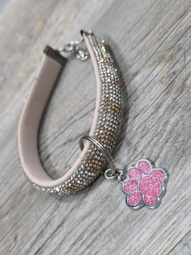 Collar para perro con cristales y colgante de pata - 3