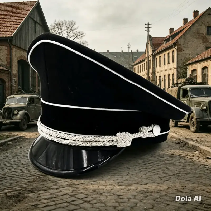Gorra de oficial negra con detalles blancos - 4