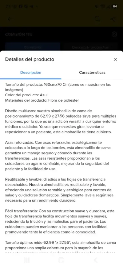 Almohadilla y Camilla Azul para Cama - miniatura 2